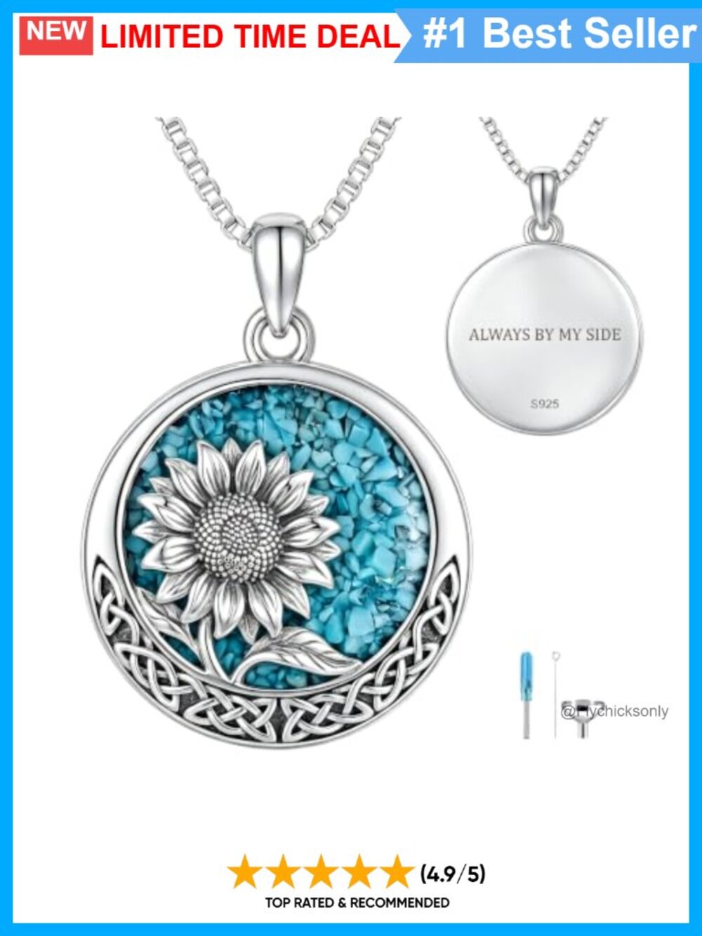 Sterling Silver Celtic Knot Urn Necklace for Ashes Memorial Jewelry
